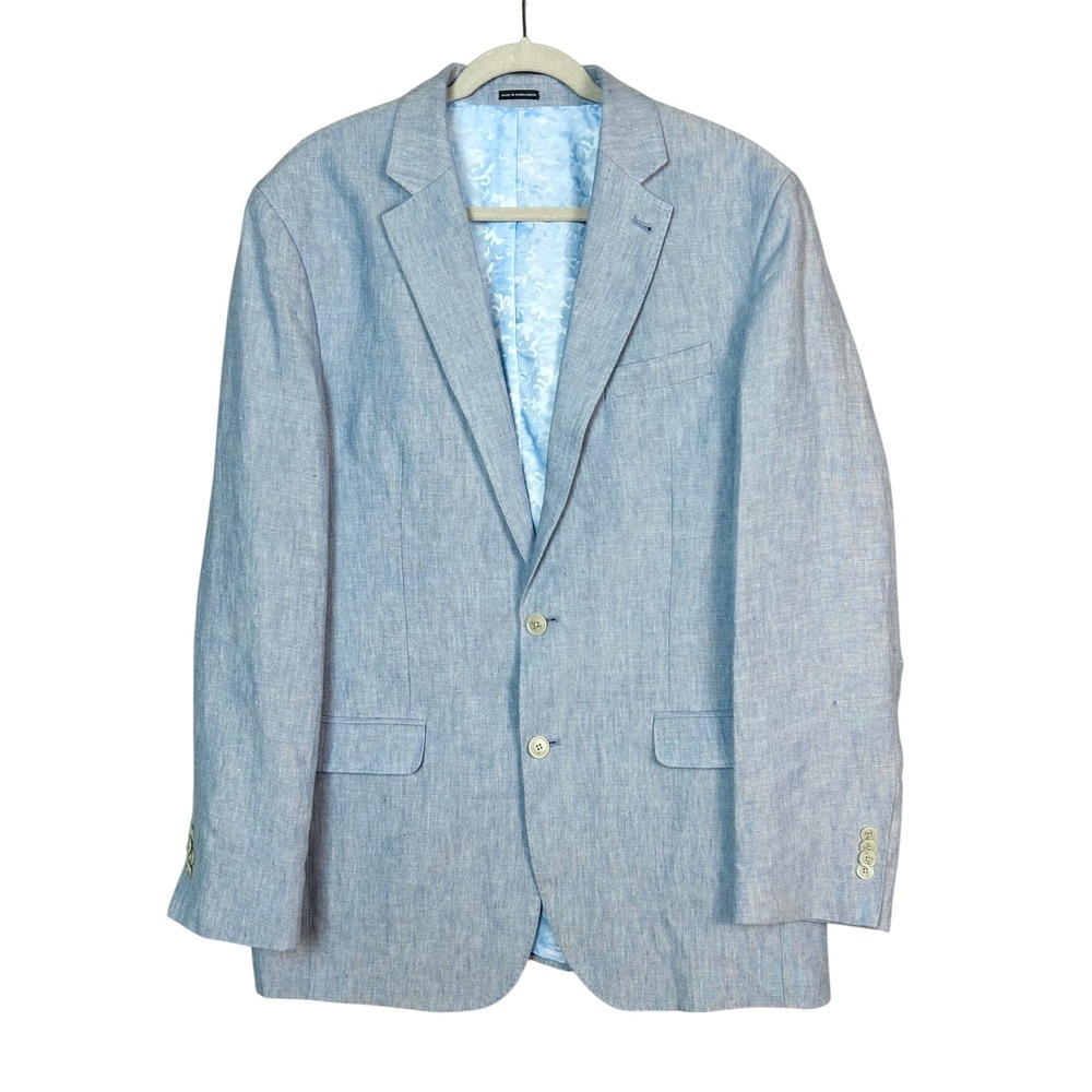 Joseph Abboud Linen Sport Coat Mens 42L Slim Fit 100% Linen Blue